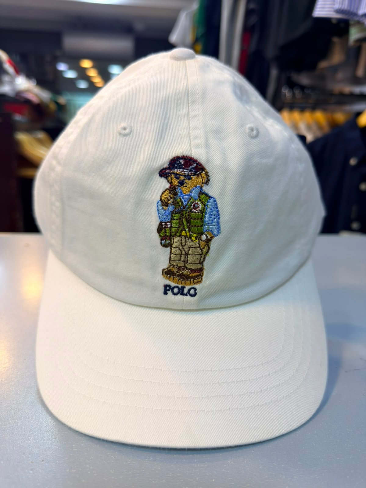 RL Bear Sun Cap - White (Green Logo)