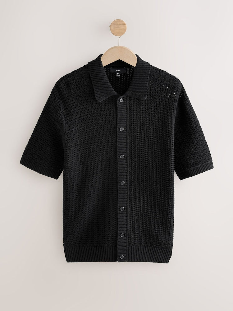 Gp Cardigan Polo Shirt - Black