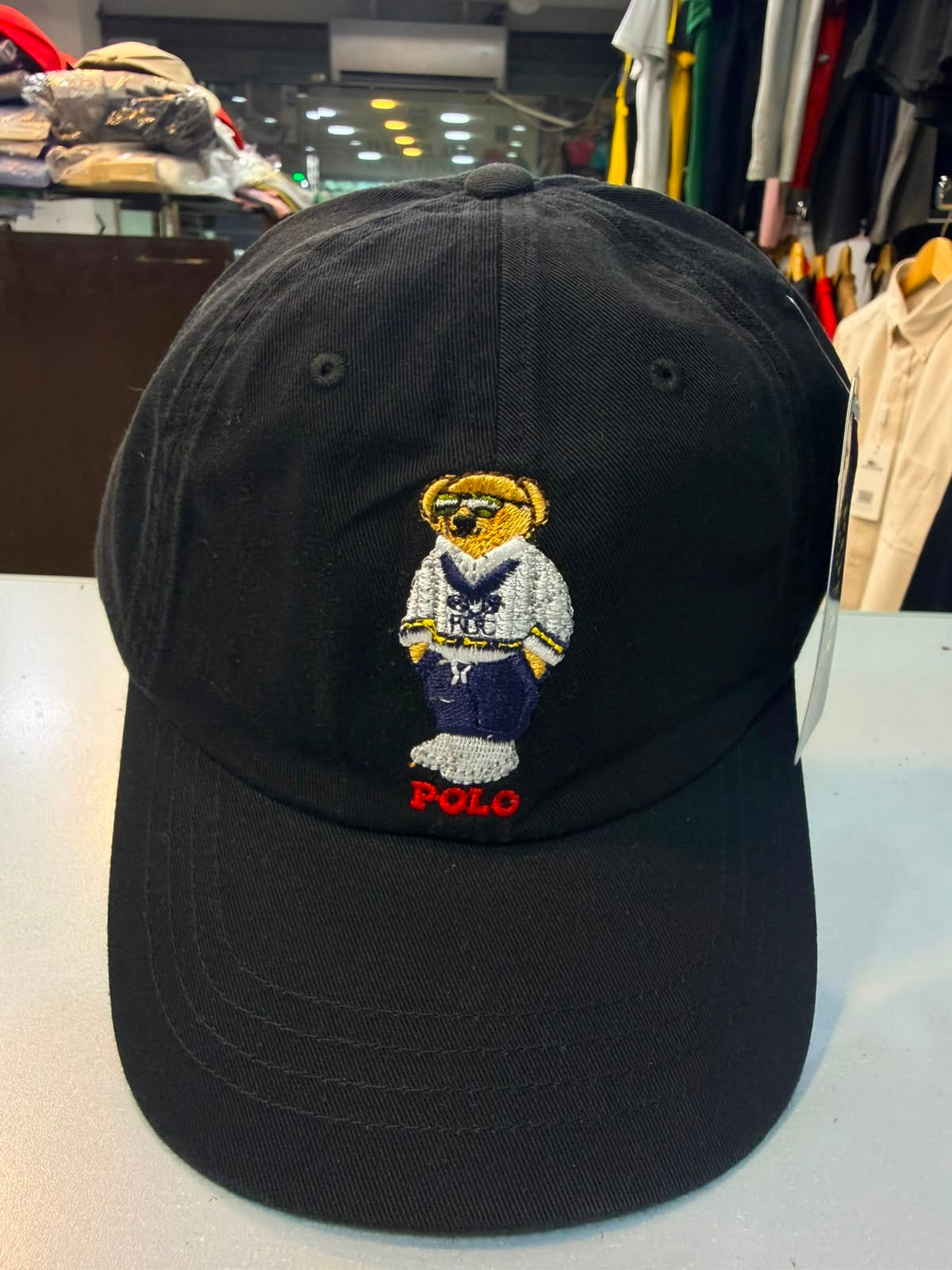 RL Bear Sun Cap - Black (White Logo)