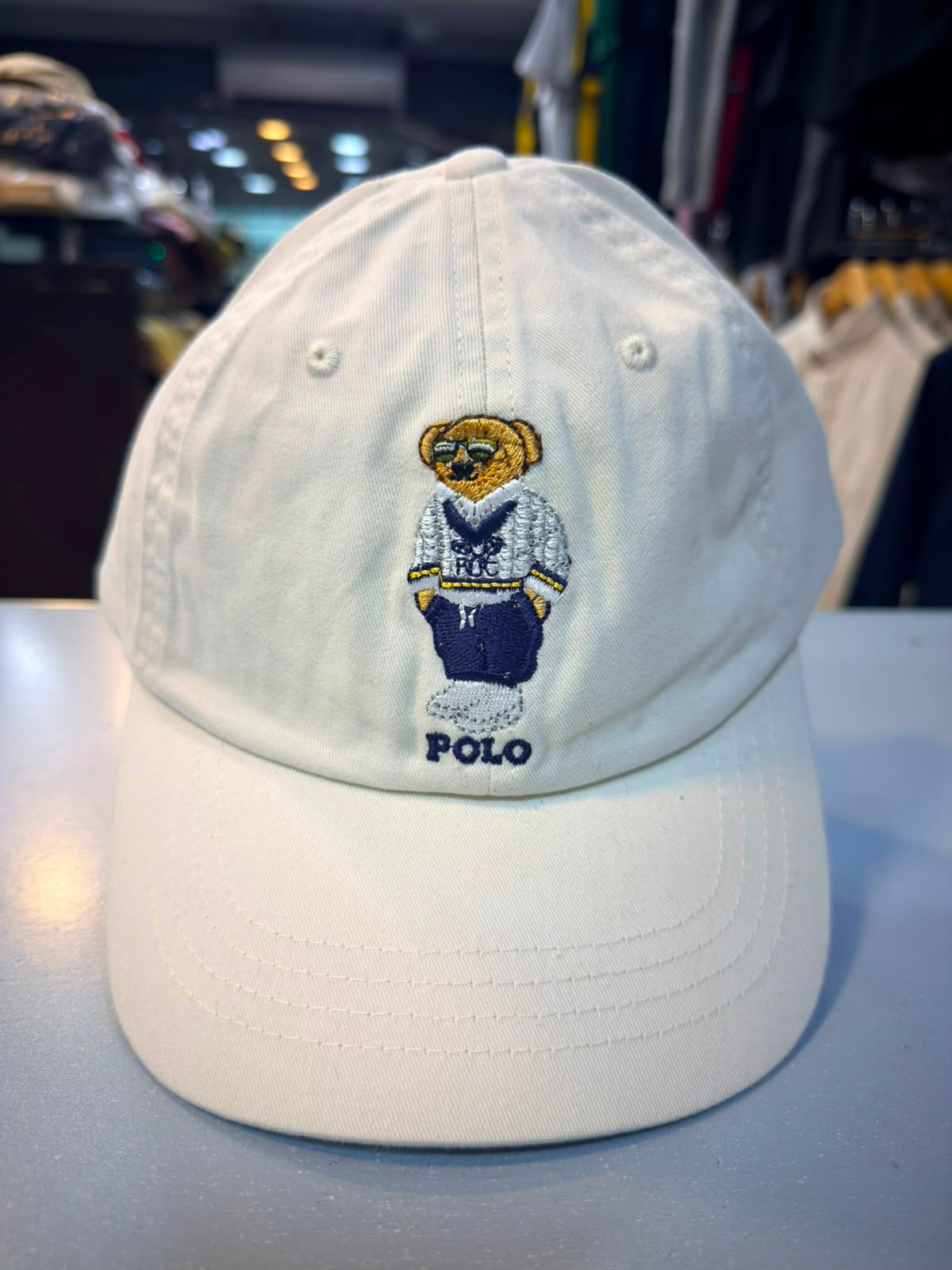 RL Bear Sun Cap - White (White Logo)