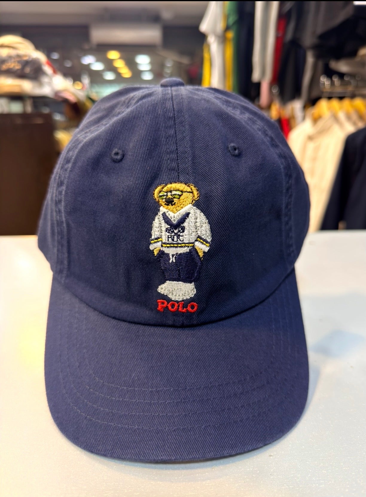 RL Bear Sun Cap - Navy Blue (White Logo)