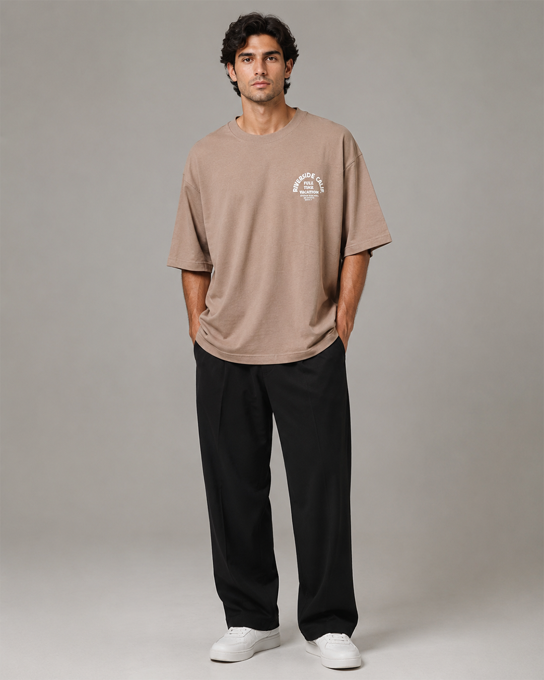 P&B Oversized T Shirt- Light Brown