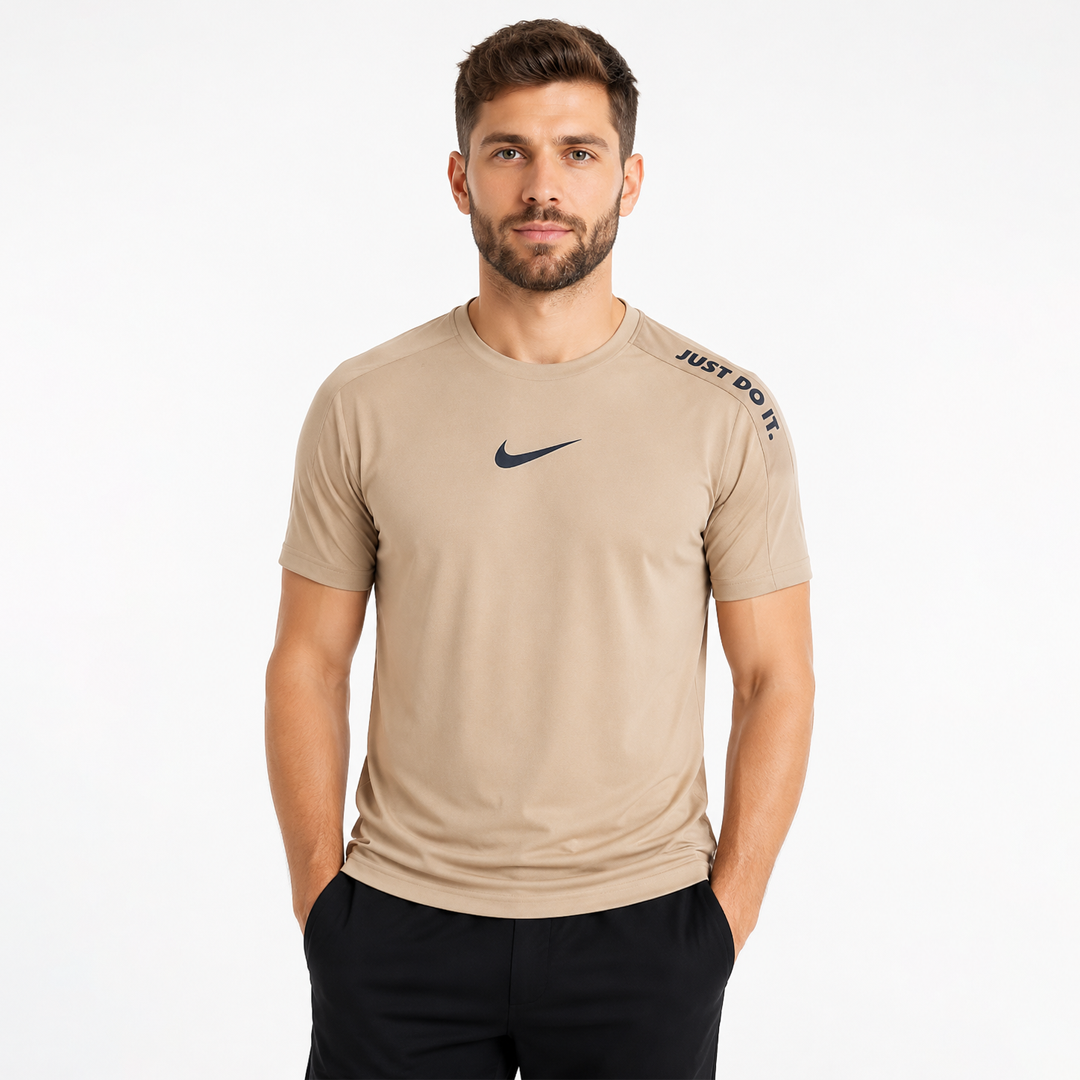 Nk Dri Fit T Shirt- Beige
