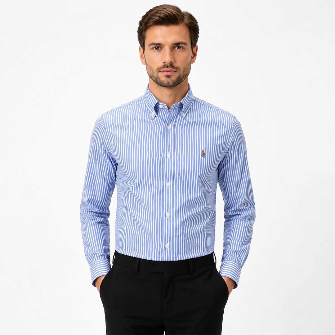 RL Striped Button-down Collar Shirt - Blue