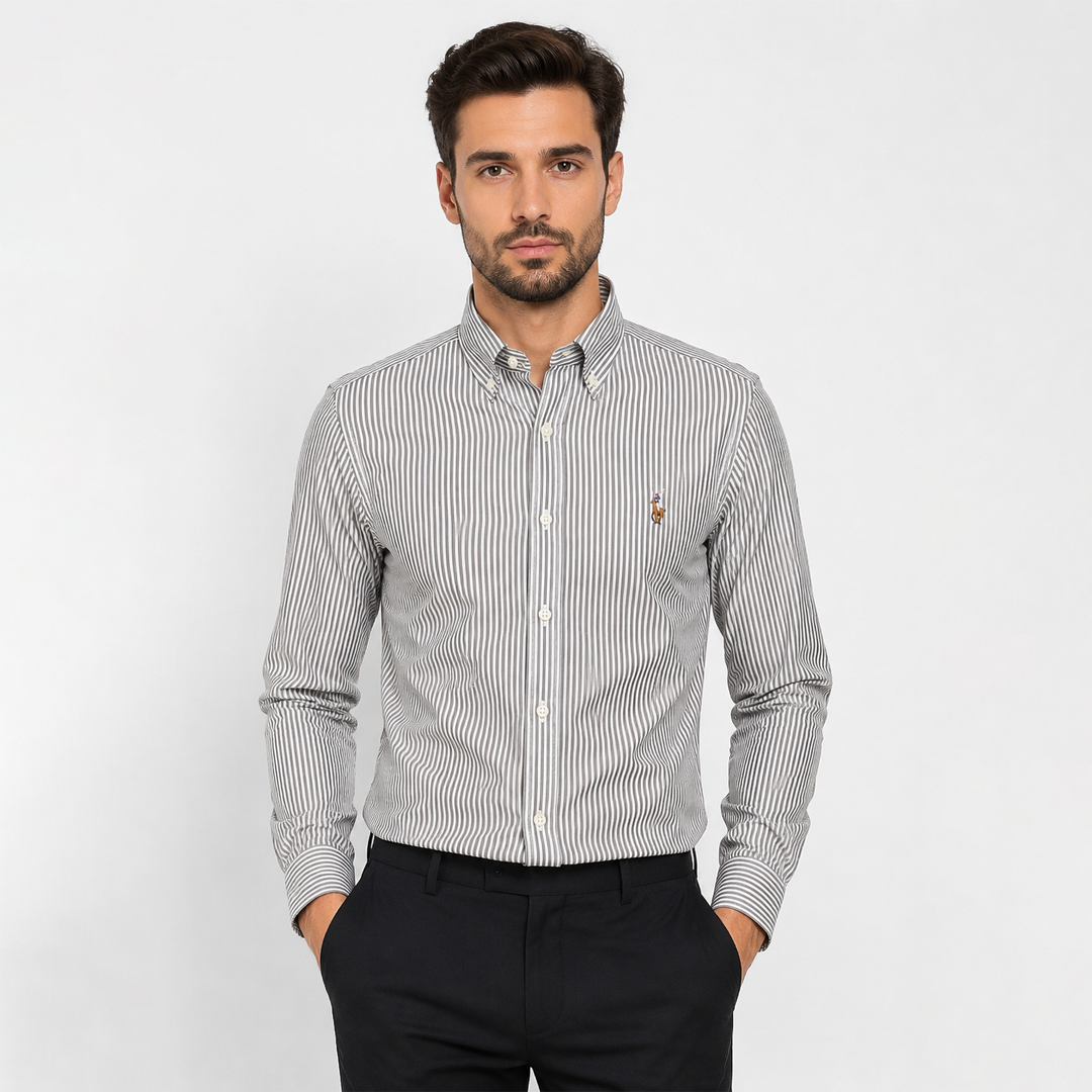 RL Striped Button-down Collar Shirt - Brown