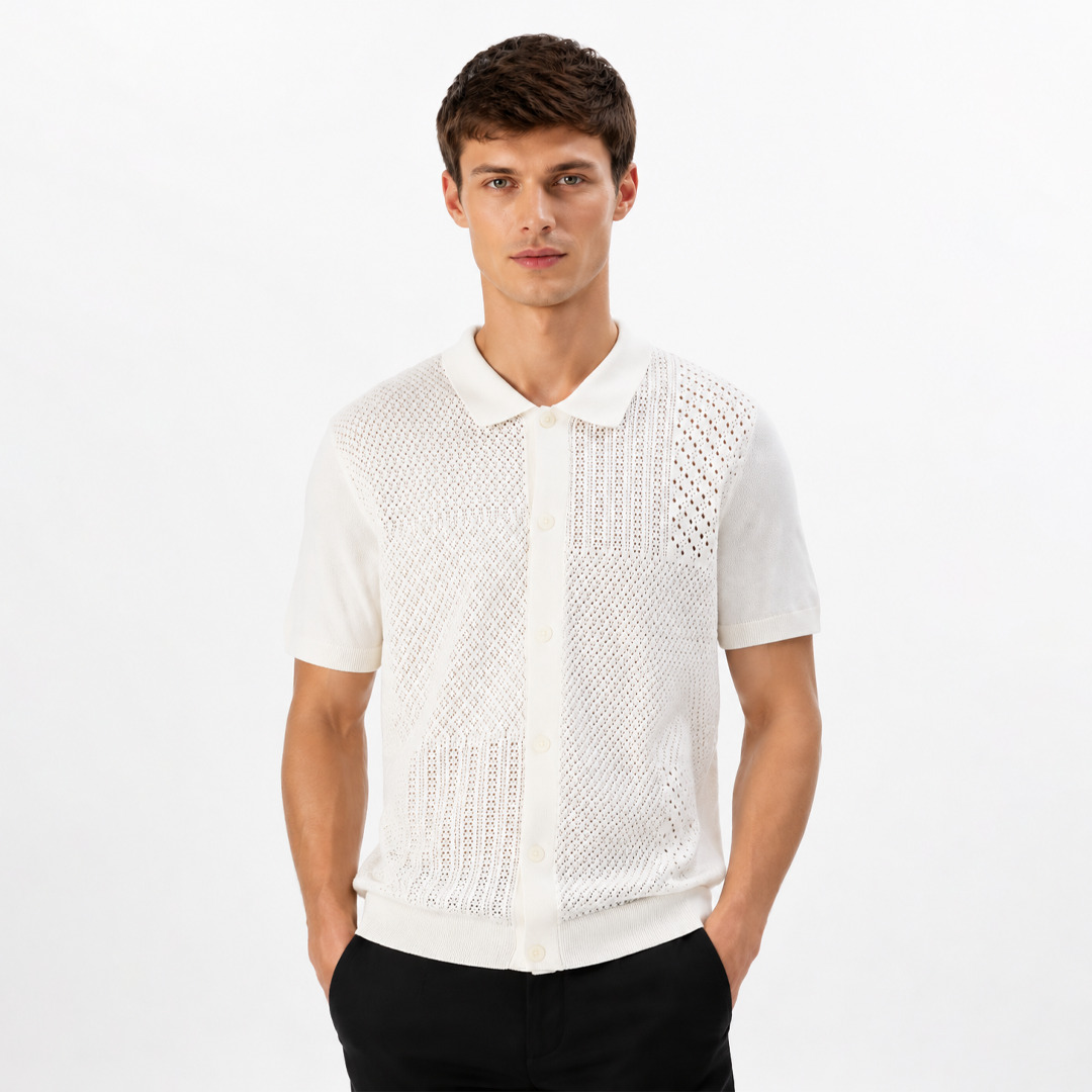 Gp Cardigan Polo Shirt - White