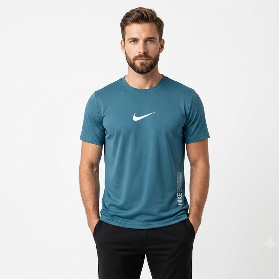 Nk Dri Fit T Shirt- Turquoise Blue