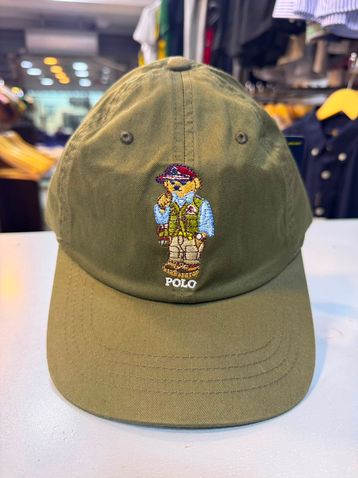 RL Bear Sun Cap - Olive Green (Green Logo)