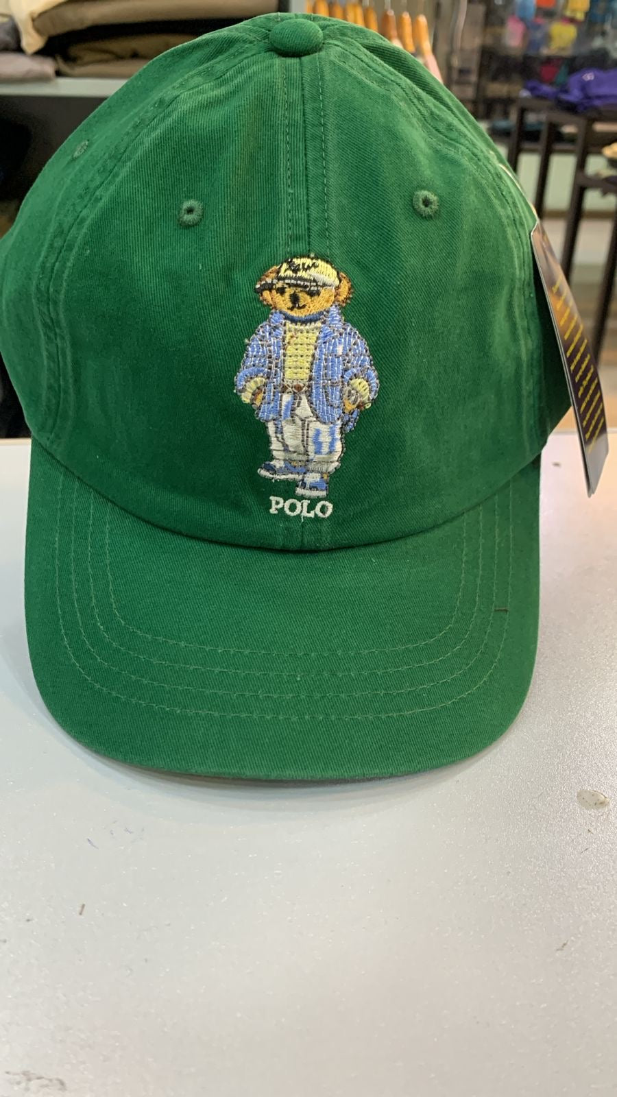 RL Bear Sun Cap - Green (Sky Blue Logo)