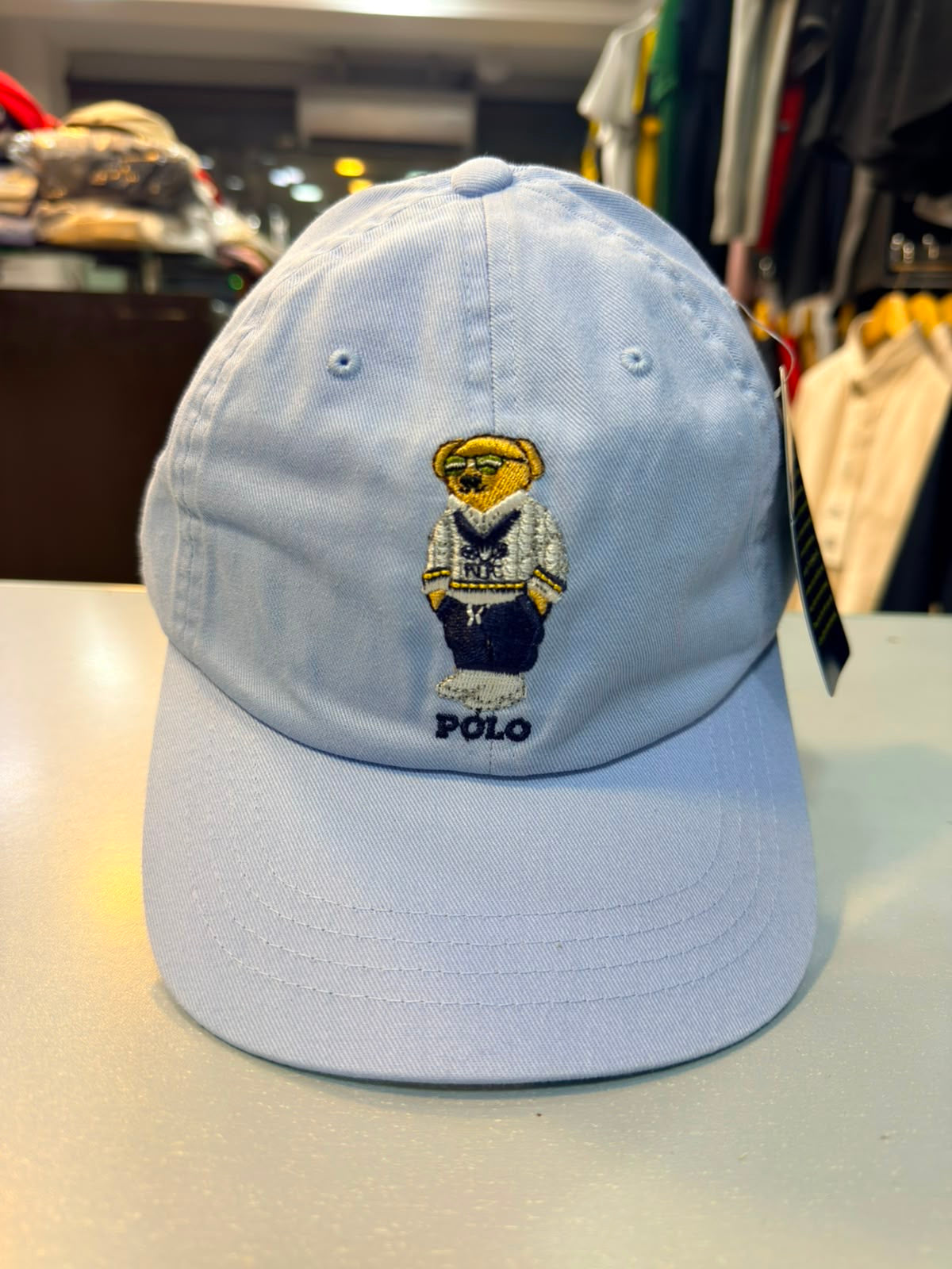 RL Bear Sun Cap - Austin Blue (White Logo)