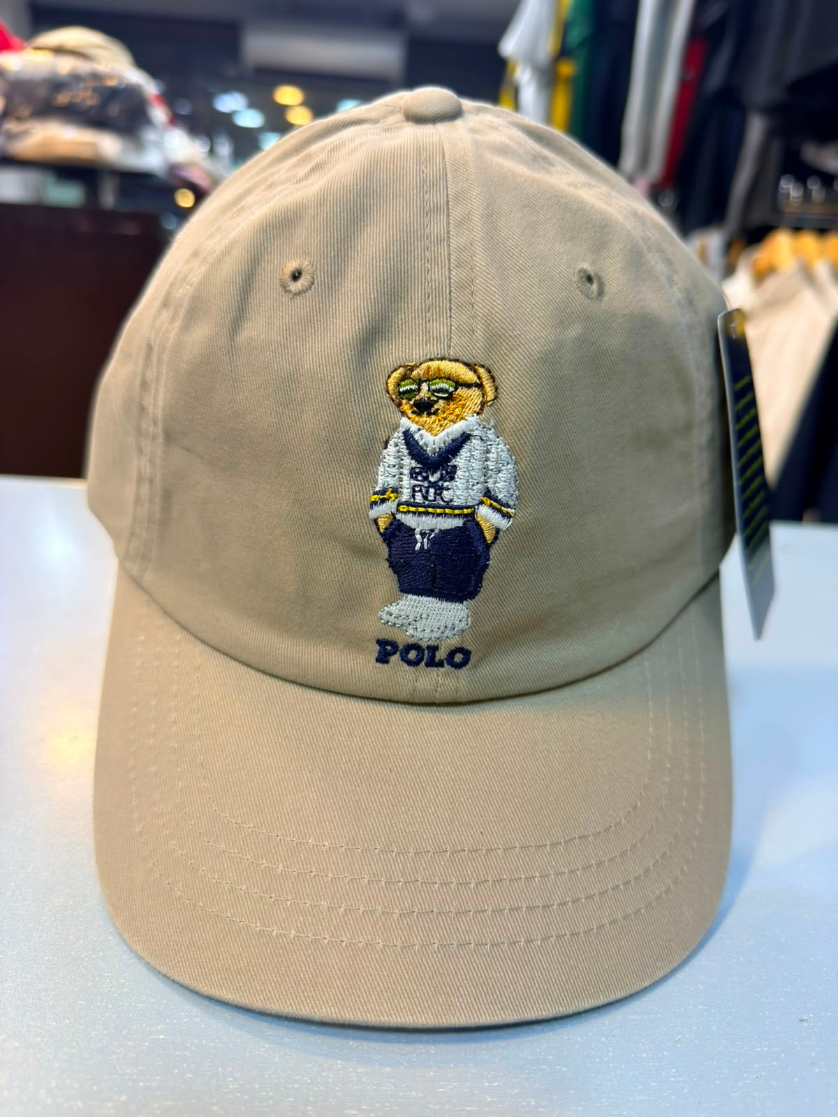 RL Bear Sun Cap - Khaki / Tan (White Logo)