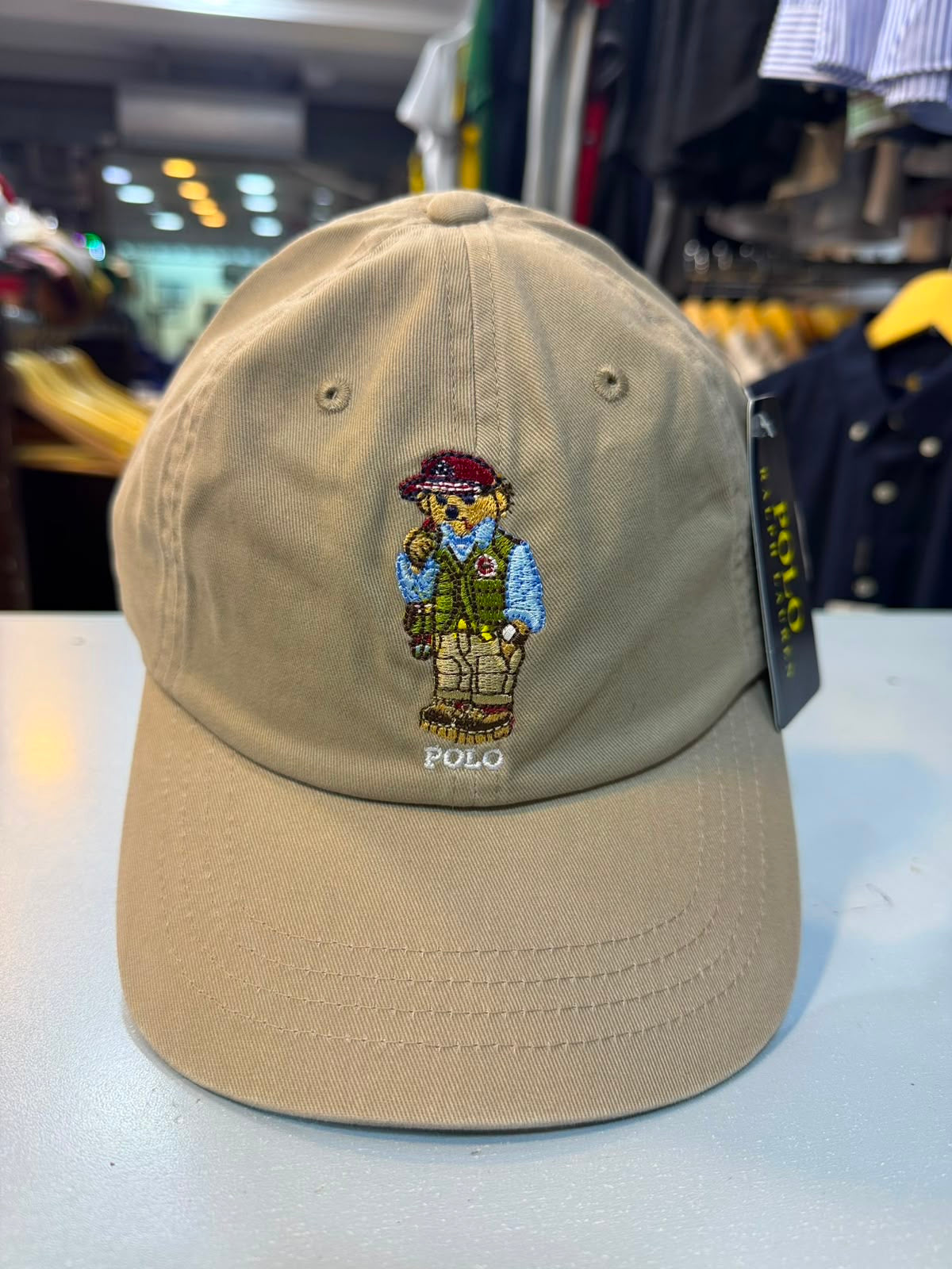 RL Bear Sun Cap - Khaki / Tan (Green Logo)