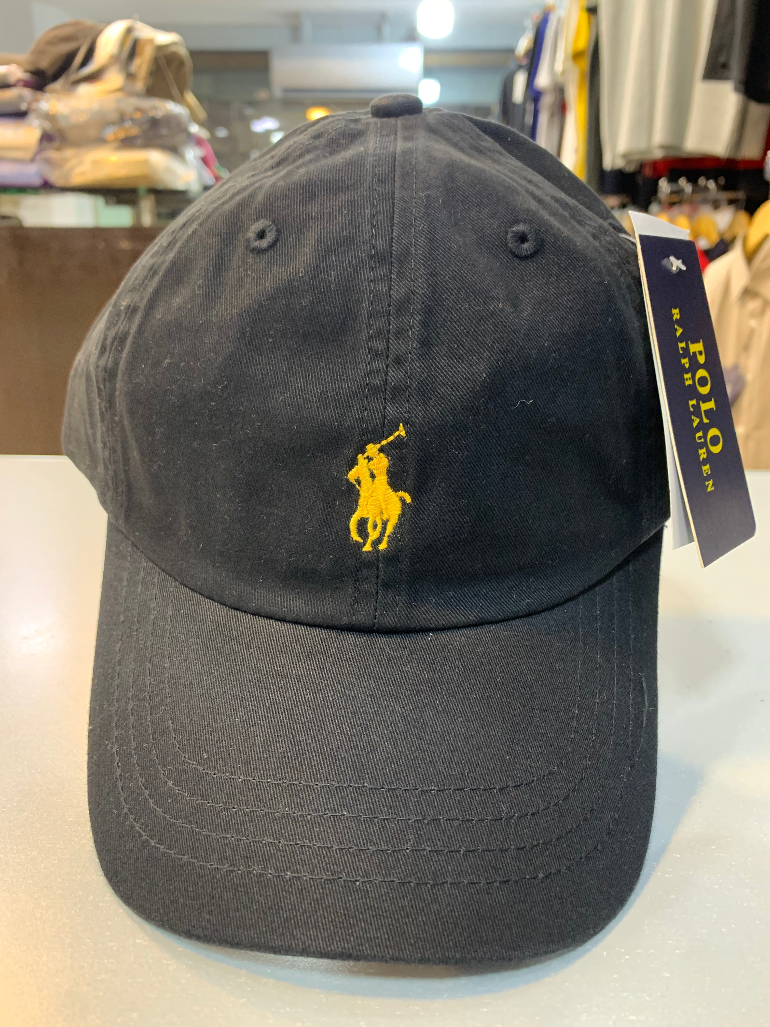 RL Sun Cap (Small Pony) - Black (Yellow Logo)