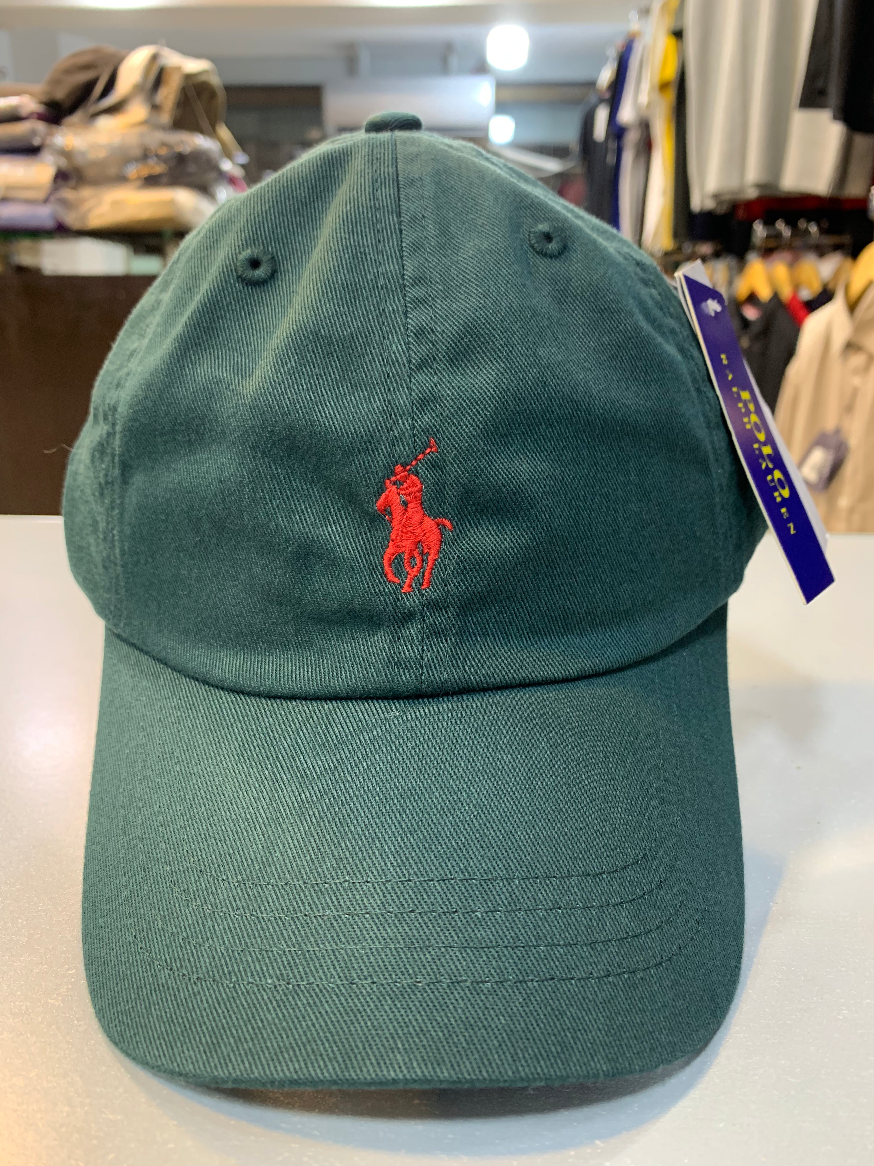 RL Sun Cap (Small Pony) - Dark Green (Red Logo)