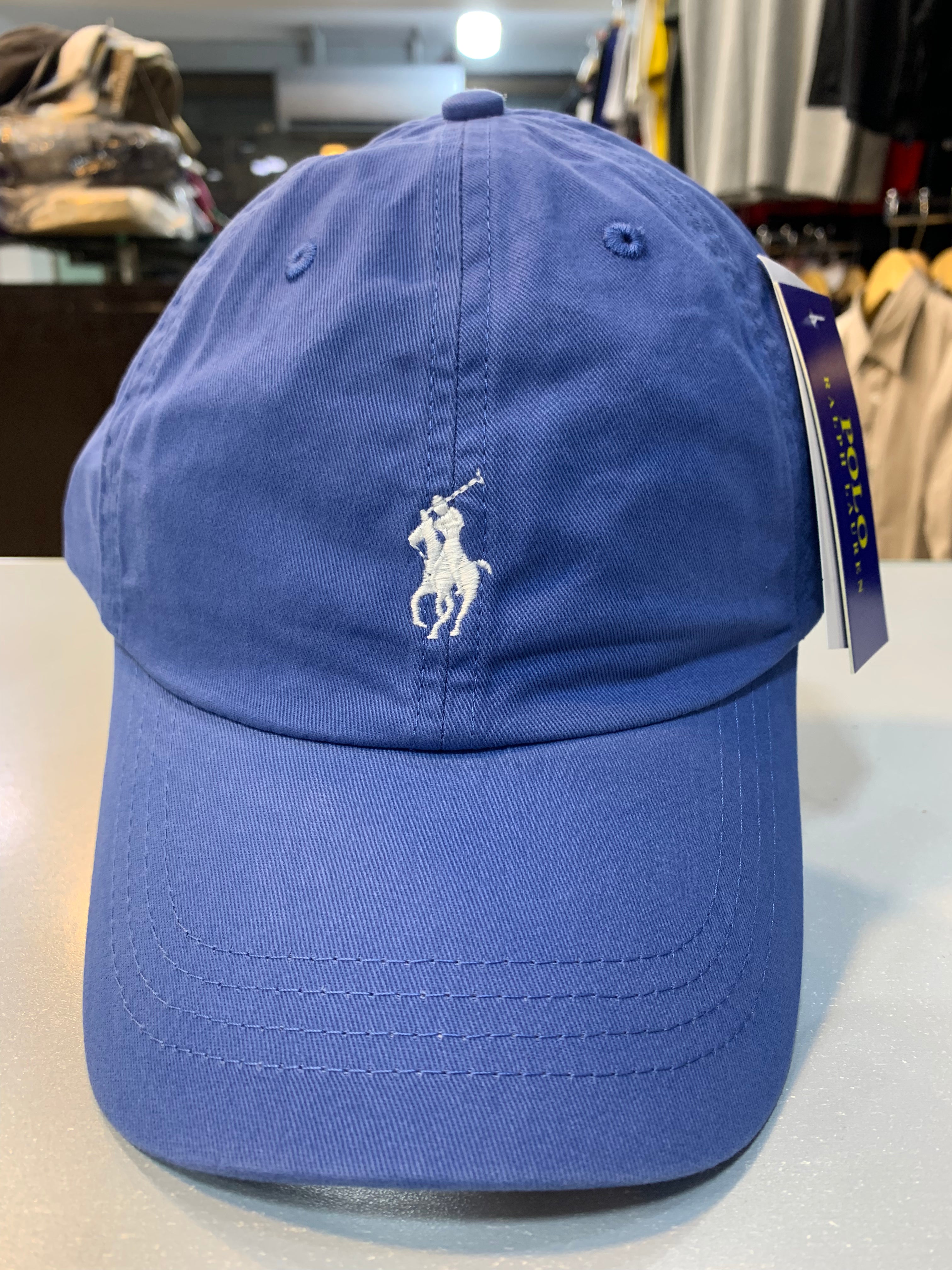 RL Sun Cap (Small Pony) - Medium Blue (White Logo)