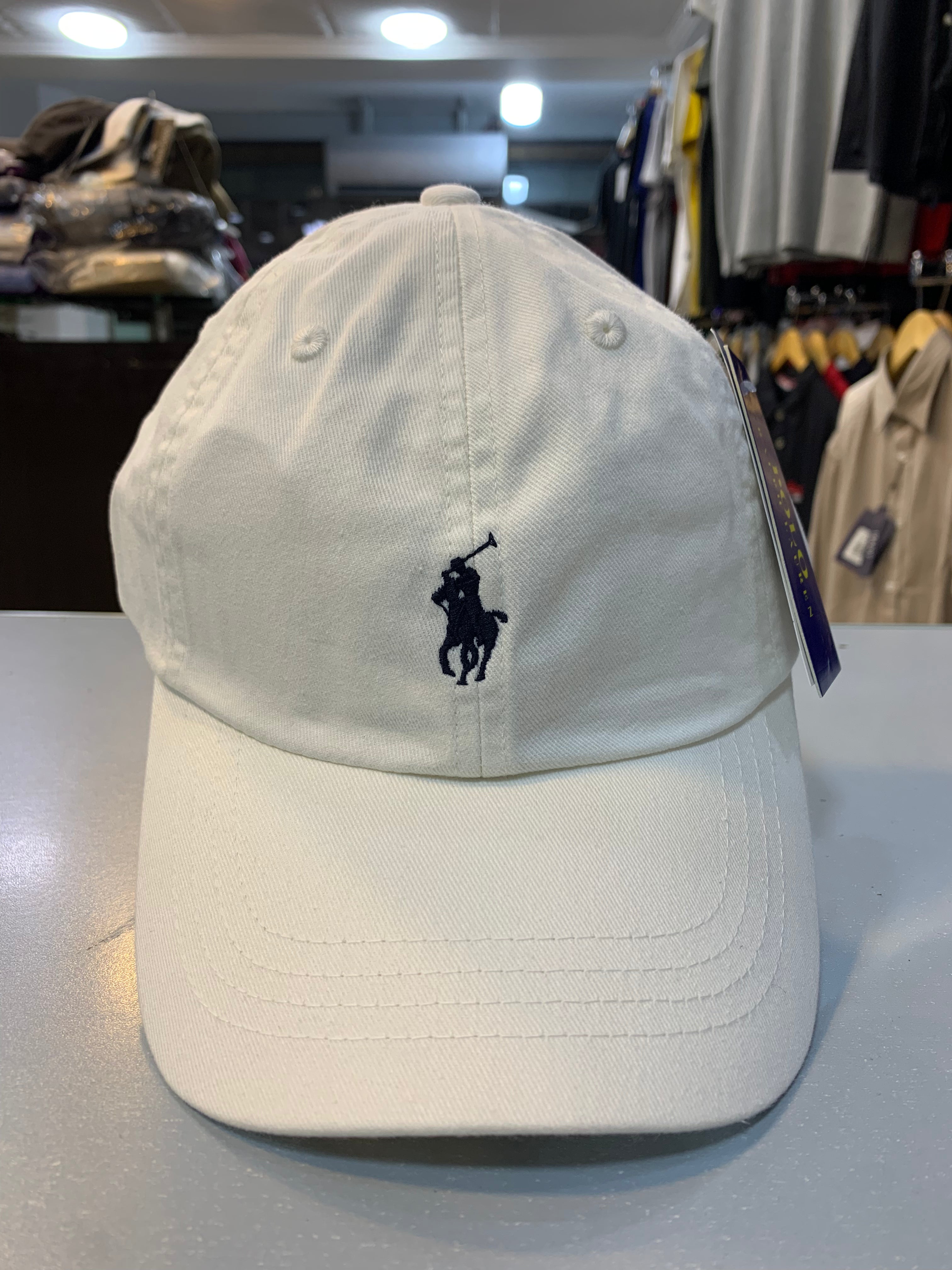 RL Sun Cap (Small Pony) - White (Black Logo)