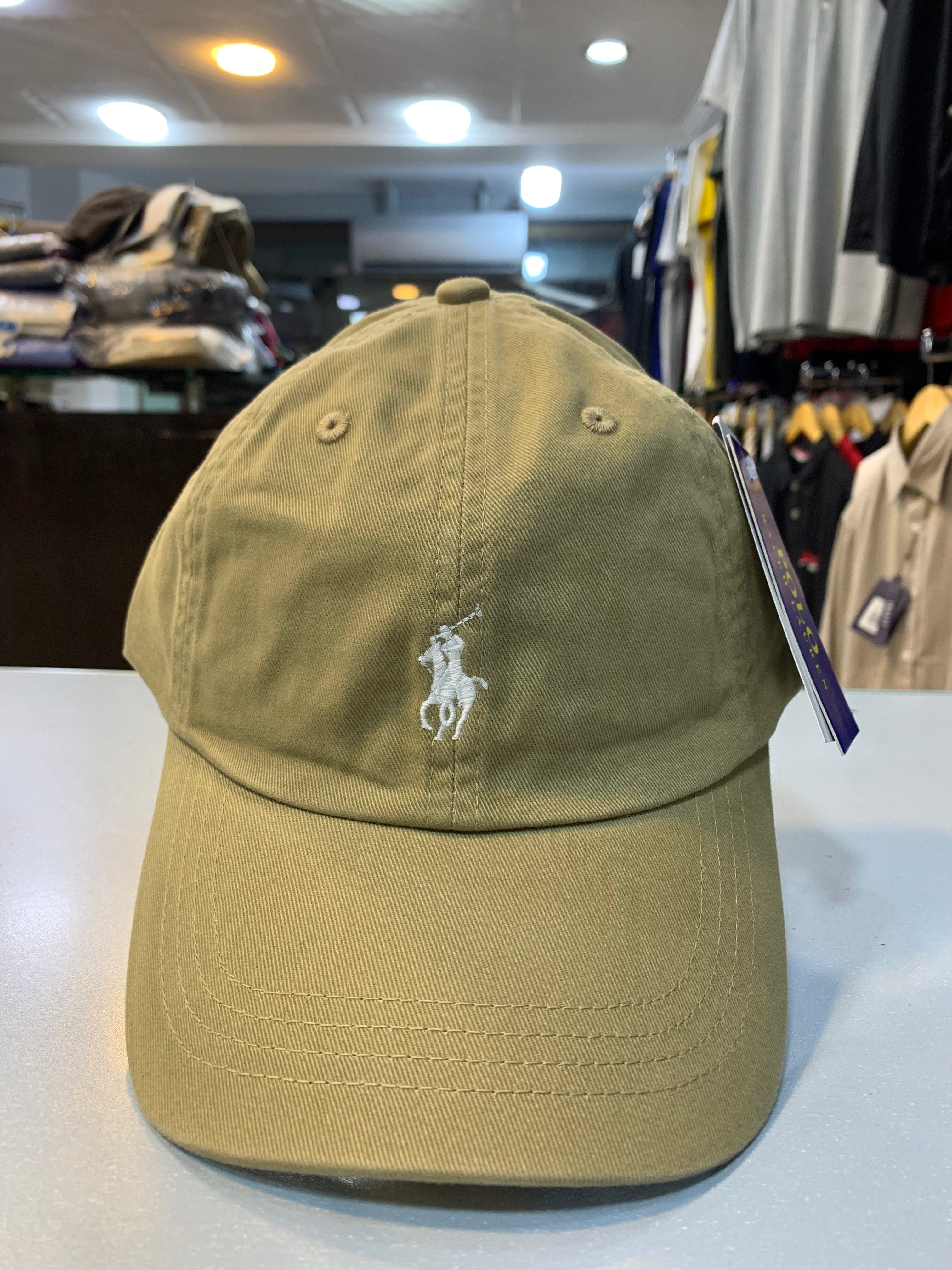 RL Sun Cap (Small Pony) - Khaki (White Logo)