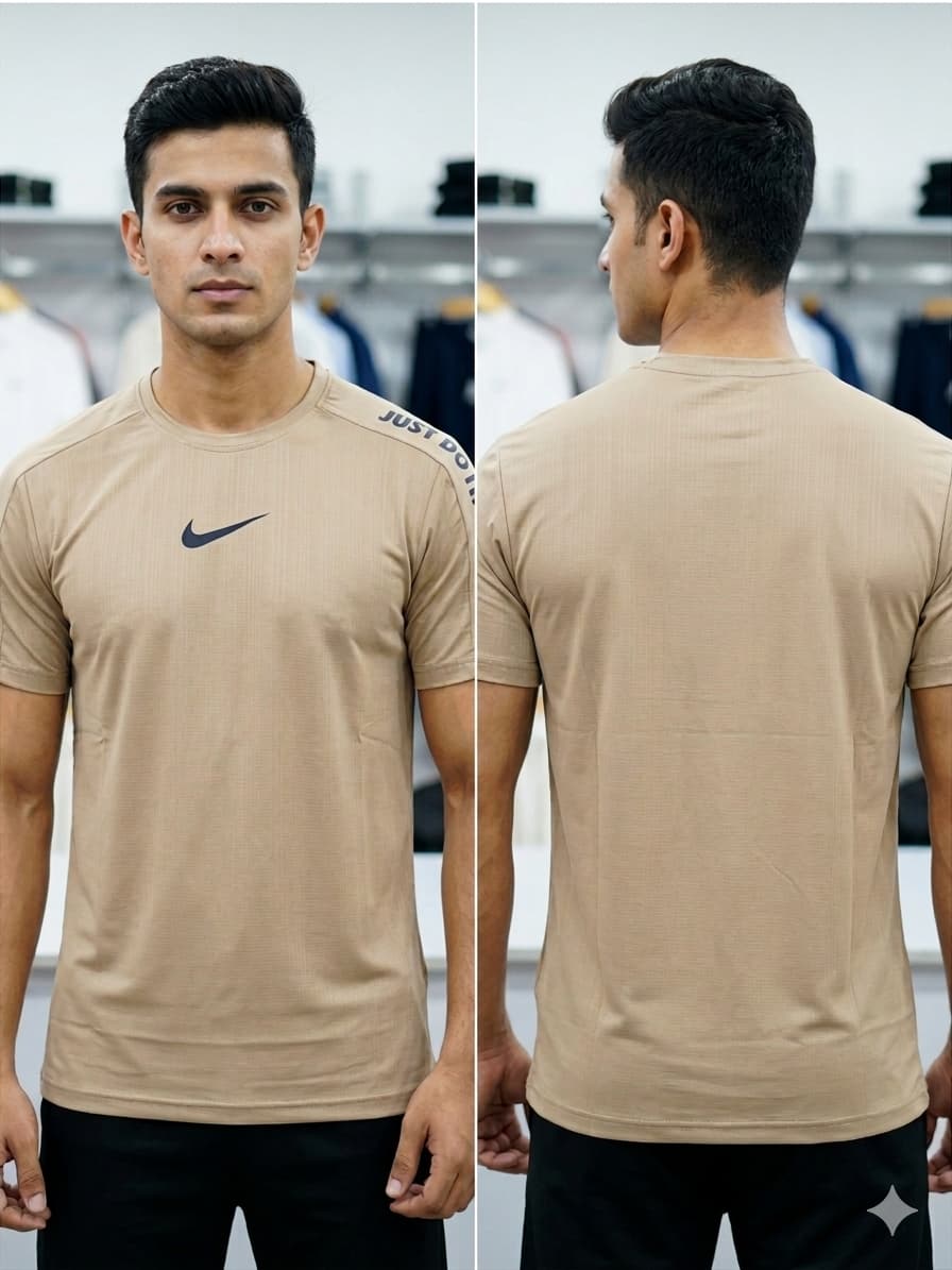 Nk Dri Fit T Shirt- Beige