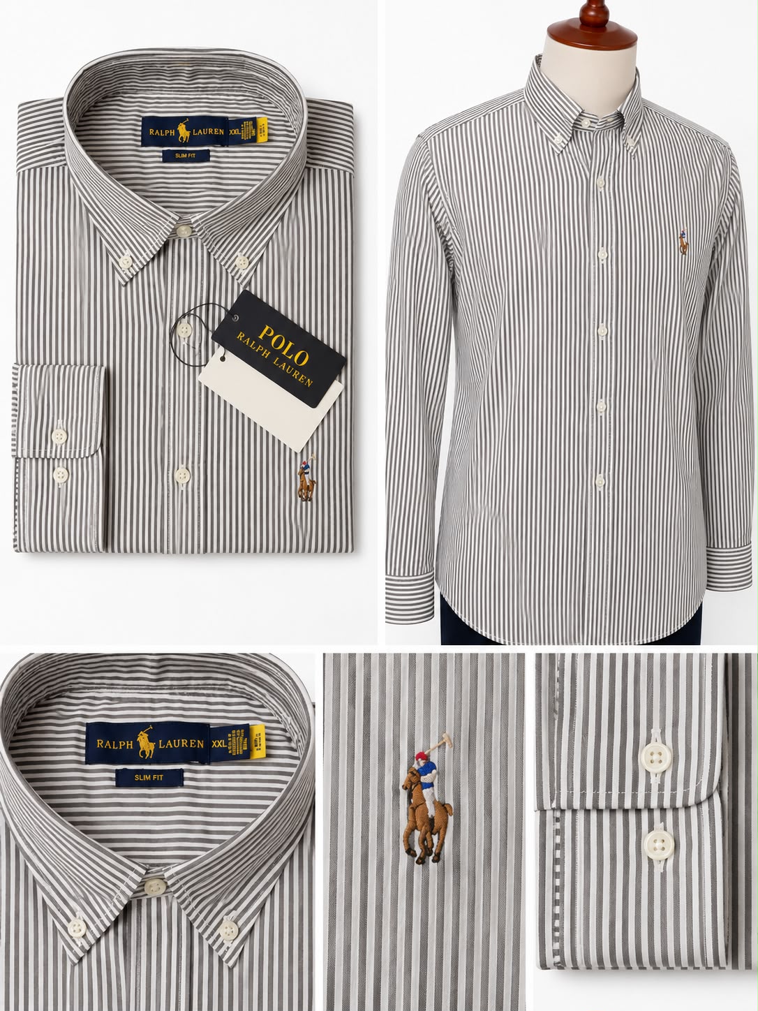 RL Striped Button-down Collar Shirt - Brown