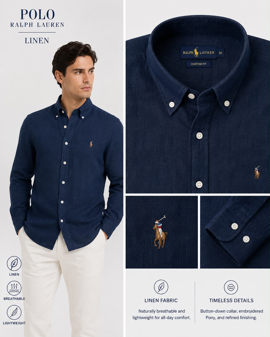 RL Linen Shirt - Navy Blue