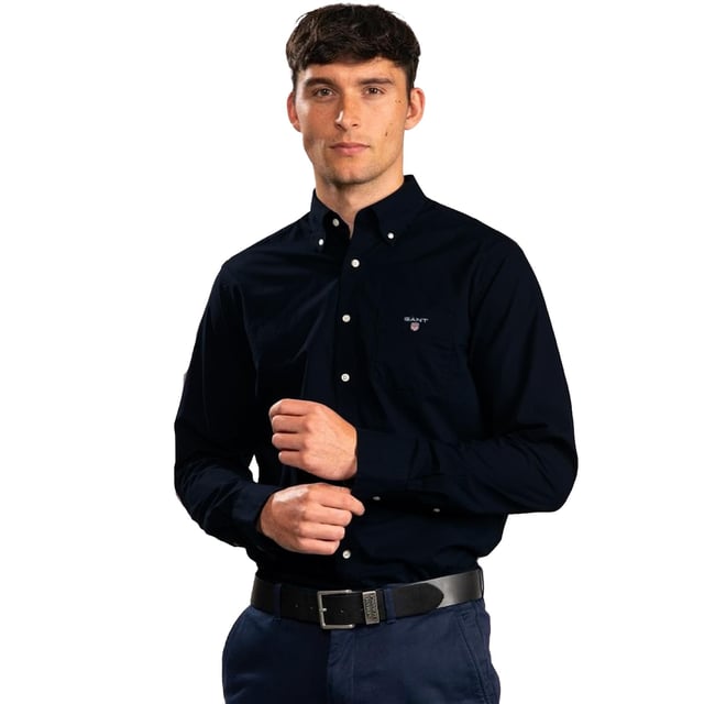 Gnt Button-Down Collar Shirt (Chest Logo) - Black