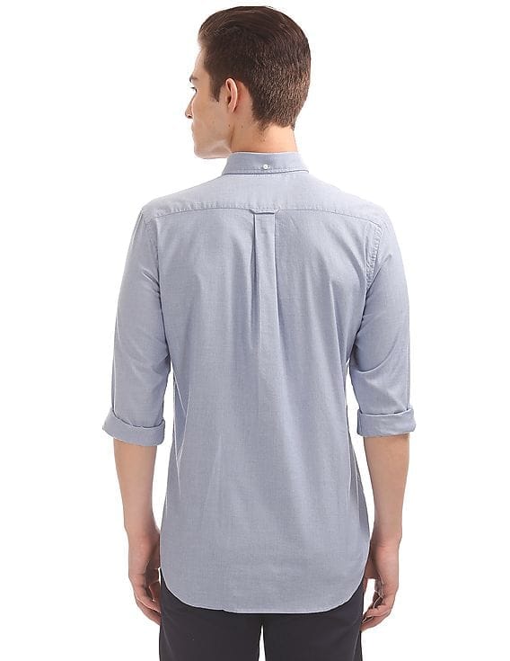 Gnt Button-Down Collar Shirt (Chest Logo) - Greyish Blue