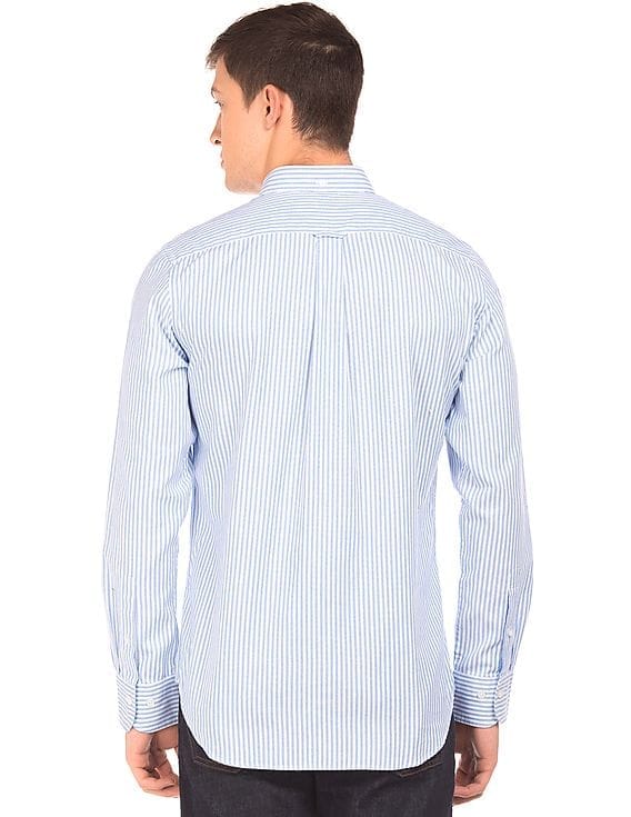 Gnt Striped Button-Down Cotton Shirt - Blue Striped