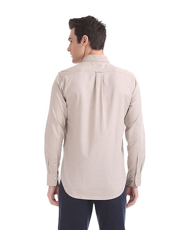 Gnt Button-Down Collar Shirt (Chest Logo) - Beige